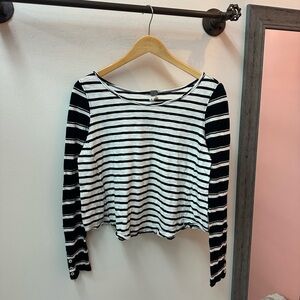 We The Free Black and White Striped Long Sleeve Top